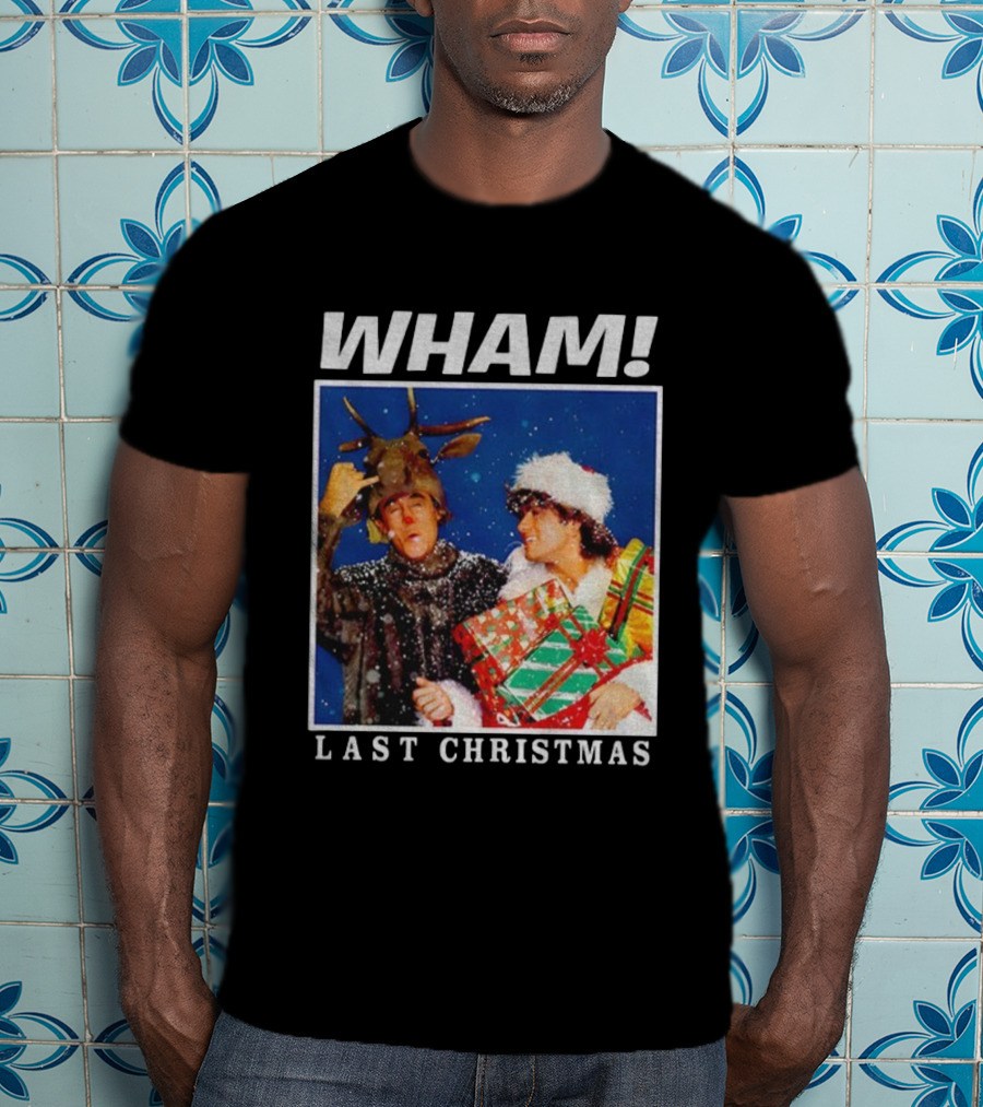 WHAM Last Christmas Festive Snow Scene With Presents And Reindeer Antlers T-Shirt