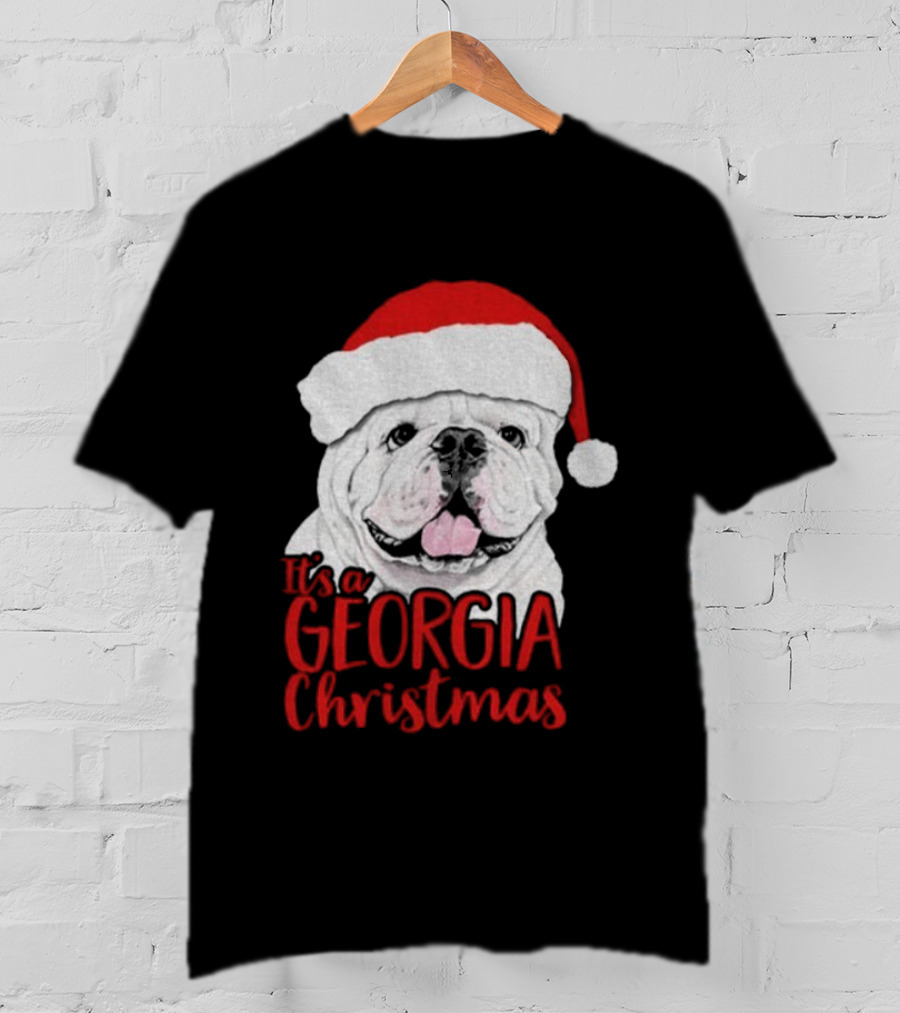 Georgia Bulldogs 2025 It's A Georgia Christmas Santa Bulldog T-Shirt