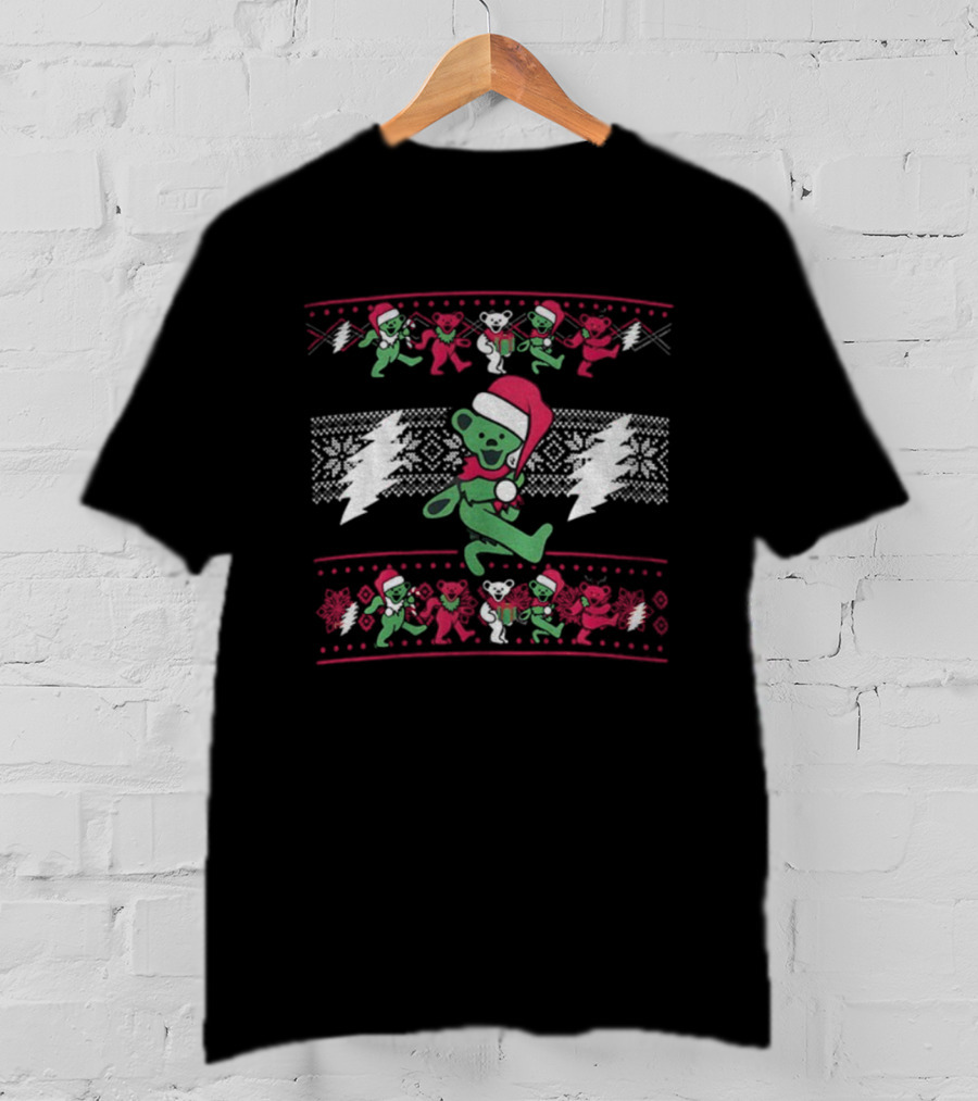 Grateful Dead Dancing Bears Christmas Ugly Sweater Jerry Garcia T-Shirt