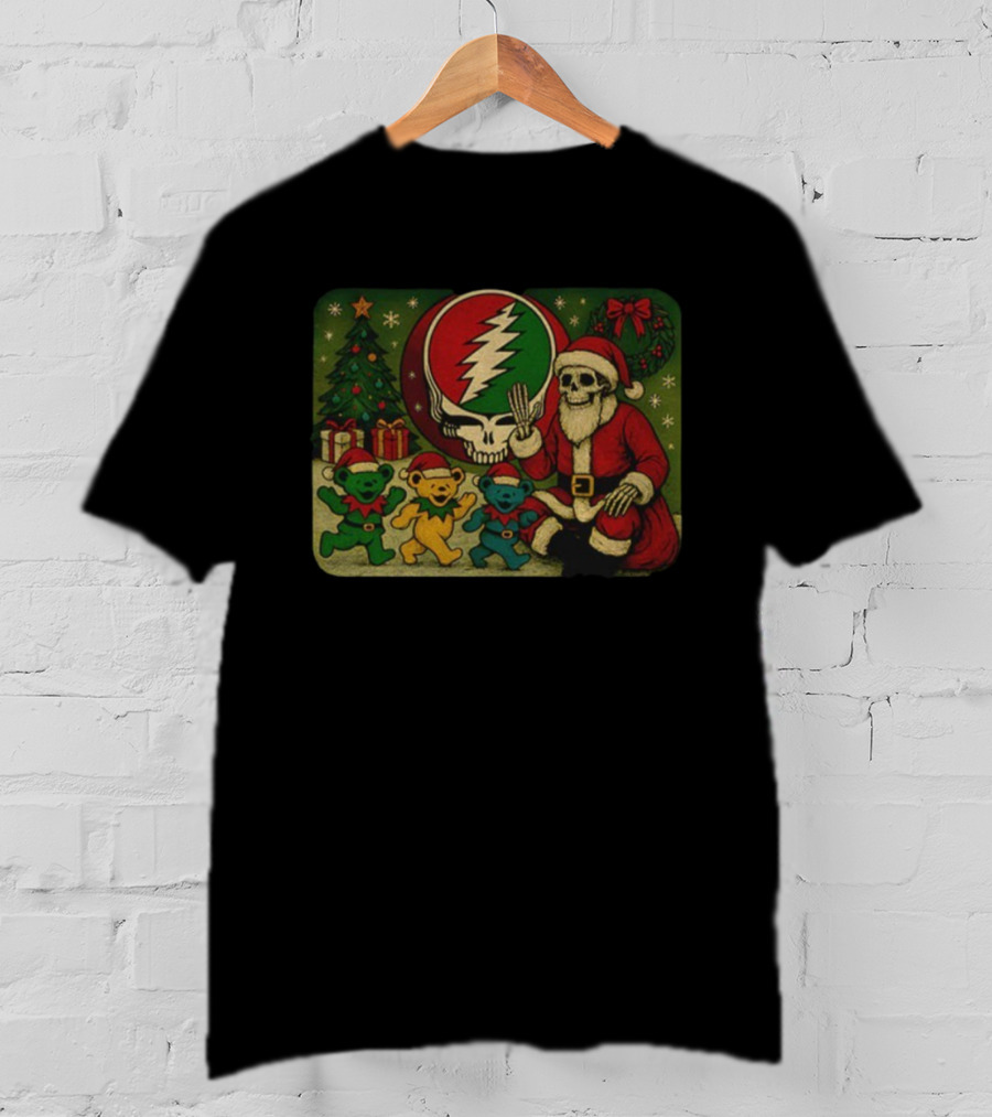Grateful Dead Santa Skeleton Steal Your Face Bear Christmas T-Shirt