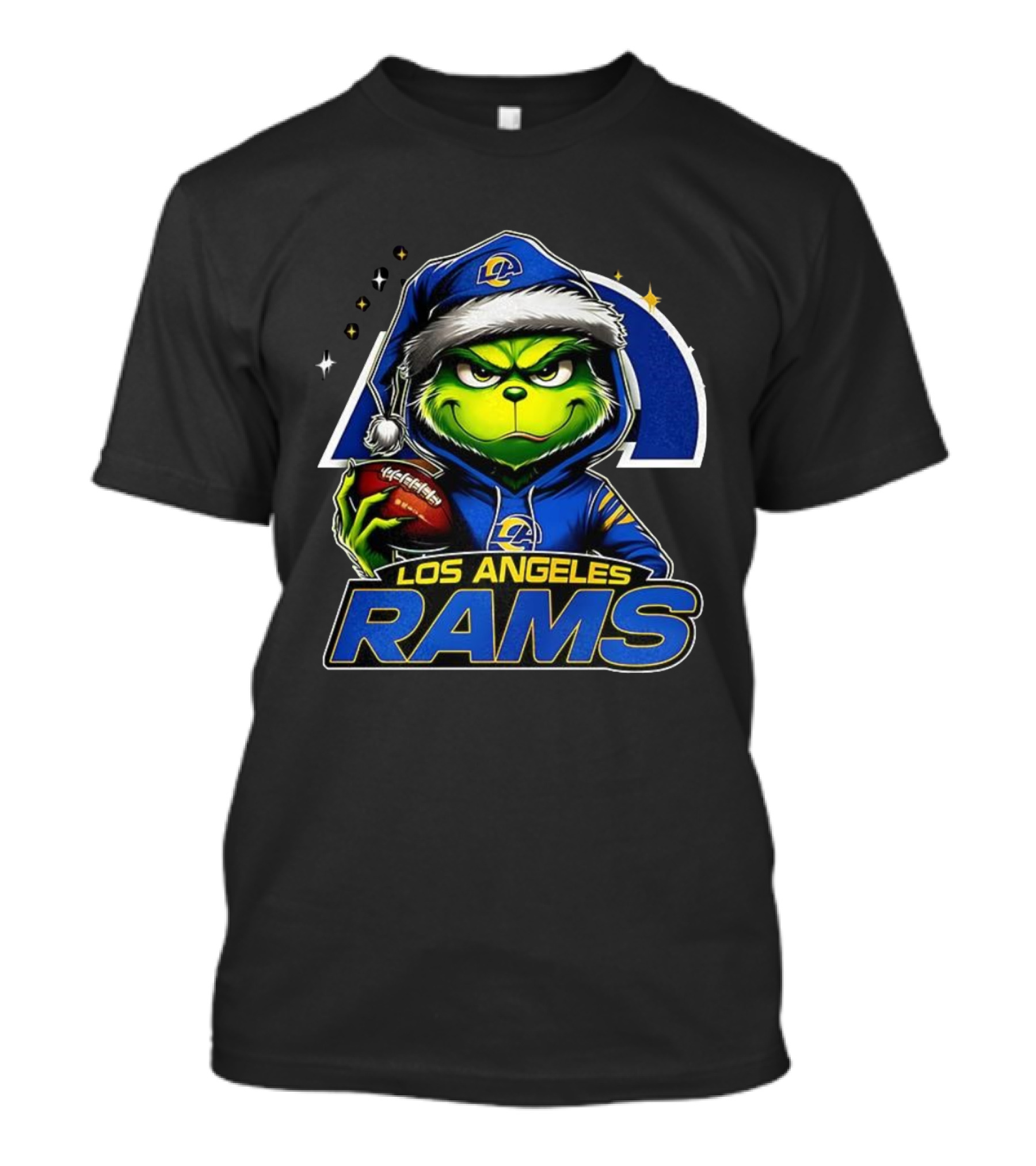 Los Angeles Rams Grinch Santa Hat NFL Christmas T-Shirt