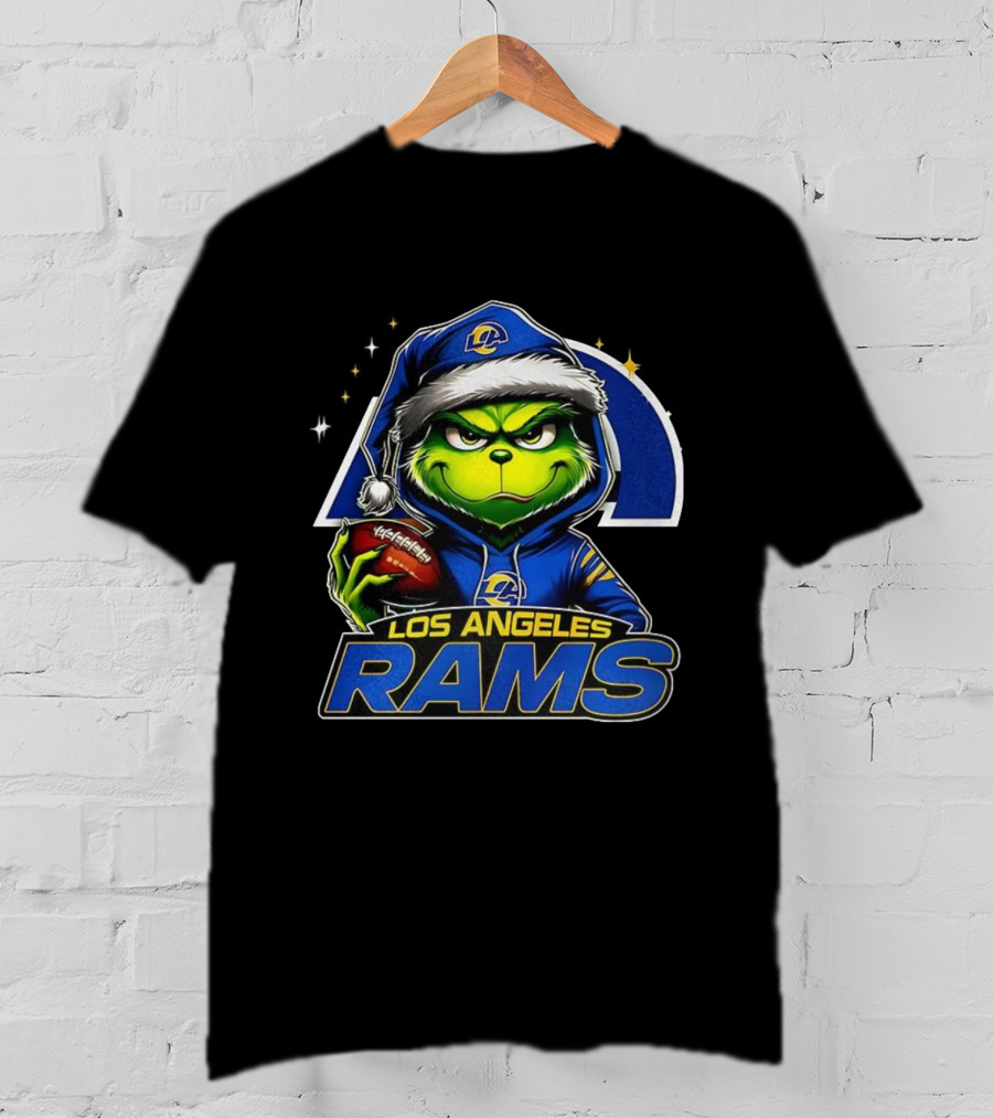 Los Angeles Rams Grinch Santa Hat NFL Christmas T-Shirt