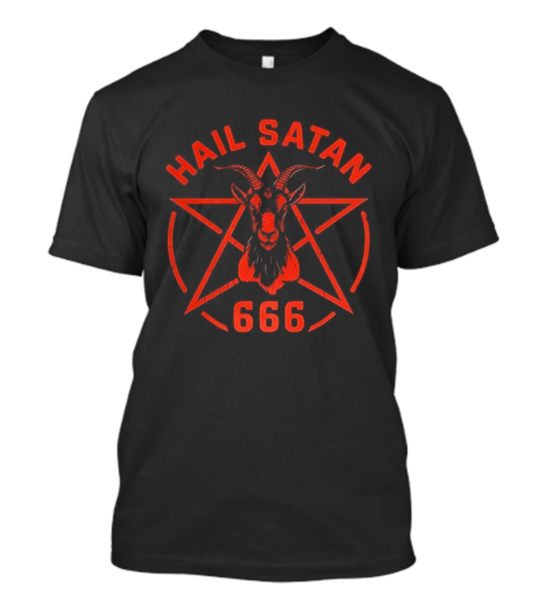 Hail Satan Goat 666 Pentagram Symbolic Occult Baphomet Emblem T-Shirt