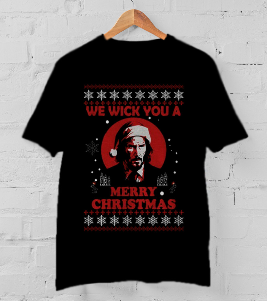 We Wick You A Merry Christmas John Wick Santa Claus Snowflakes Candles T-Shirt