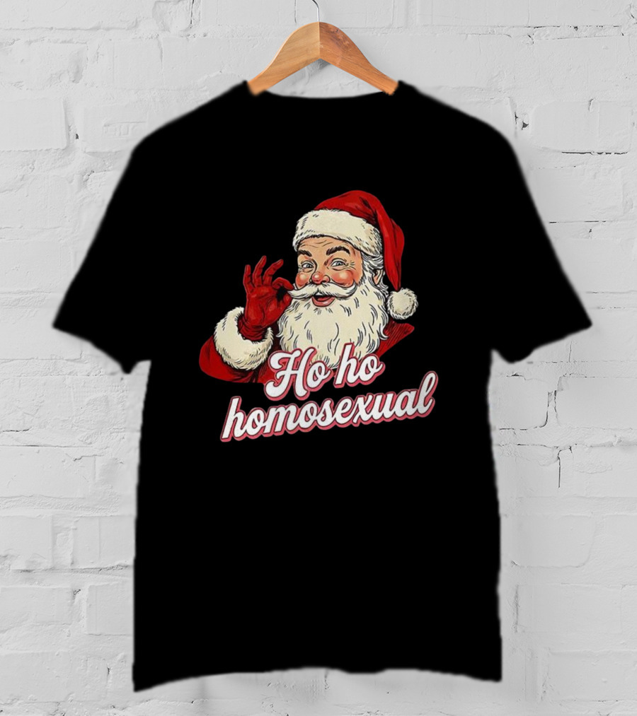 Santa Claus Ho Ho Homosexual Merry Christmas LGBTQ Pride T-Shirt