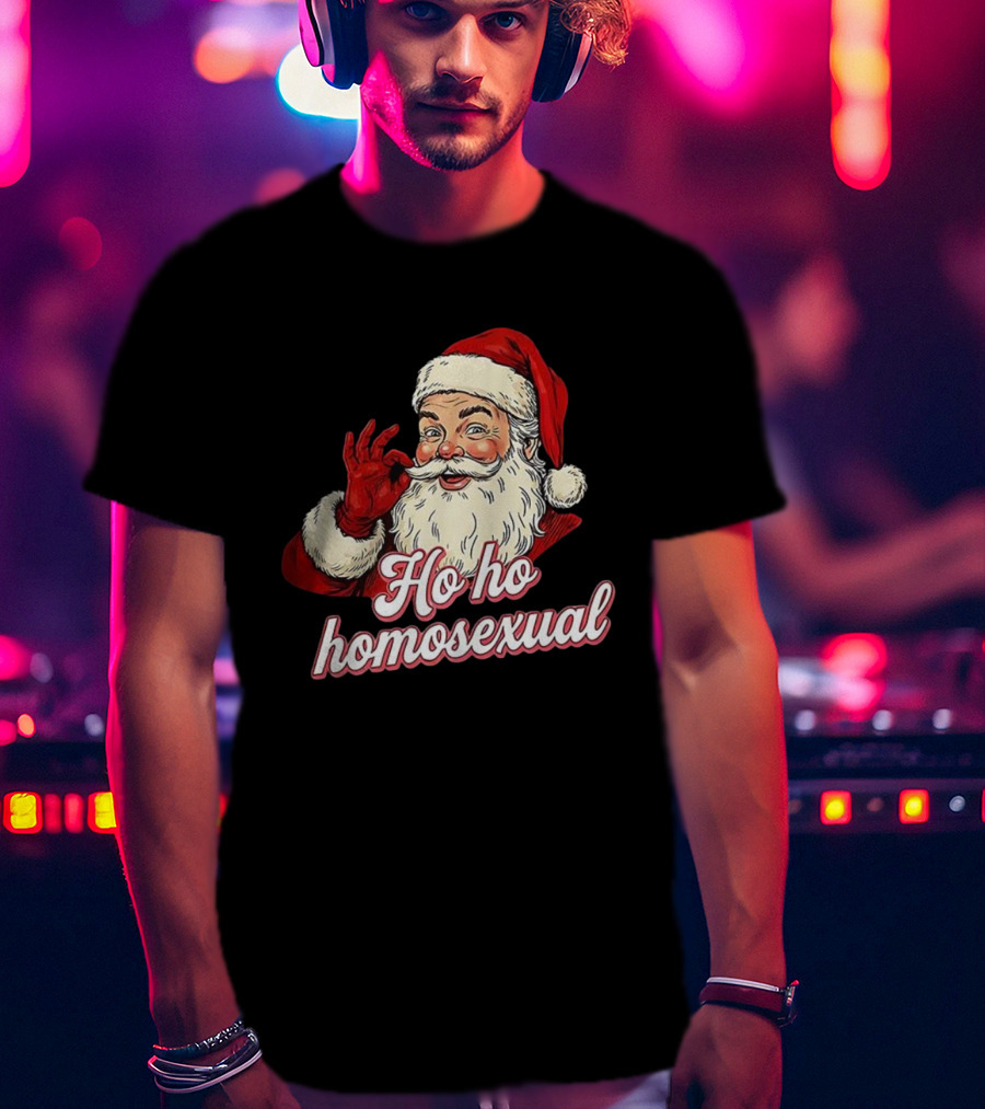 Santa Claus Ho Ho Homosexual Merry Christmas LGBTQ Pride T-Shirt
