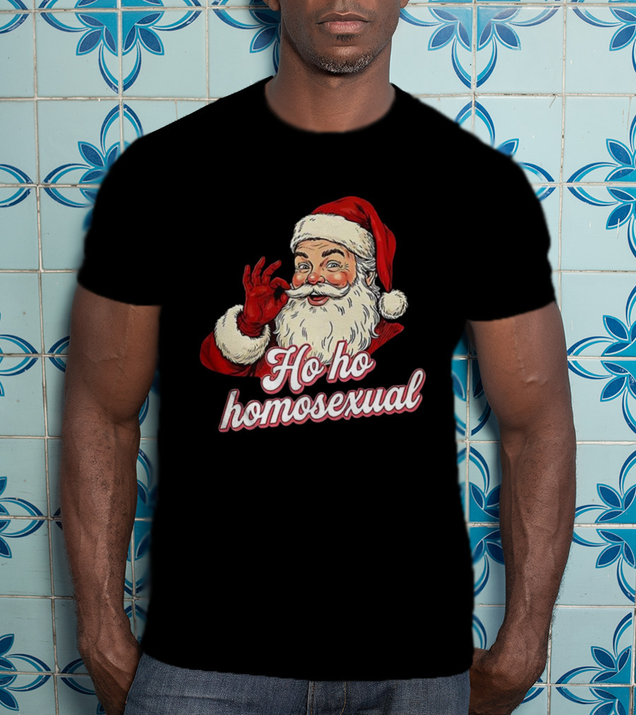 Santa Claus Ho Ho Homosexual Merry Christmas LGBTQ Pride T-Shirt