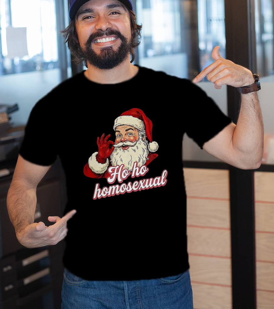 Santa Claus Ho Ho Homosexual Merry Christmas LGBTQ Pride T-Shirt