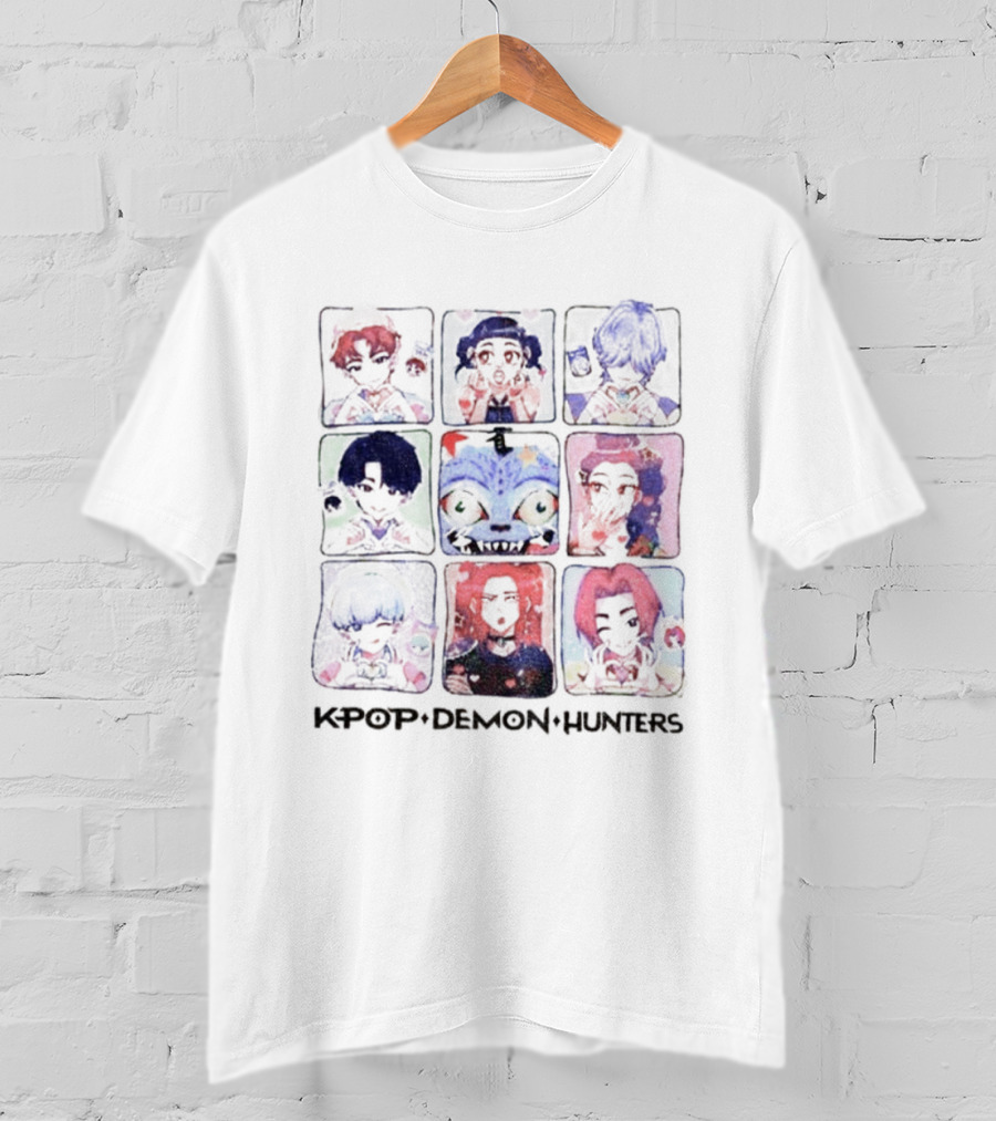 Kpop Demon Hunters Saja Boys Group Colorful Character Portraits T-Shirt