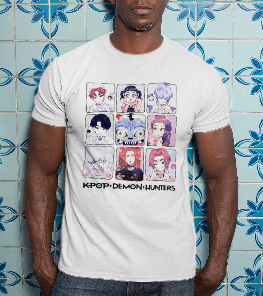 Kpop Demon Hunters Saja Boys Group Colorful Character Portraits T-Shirt