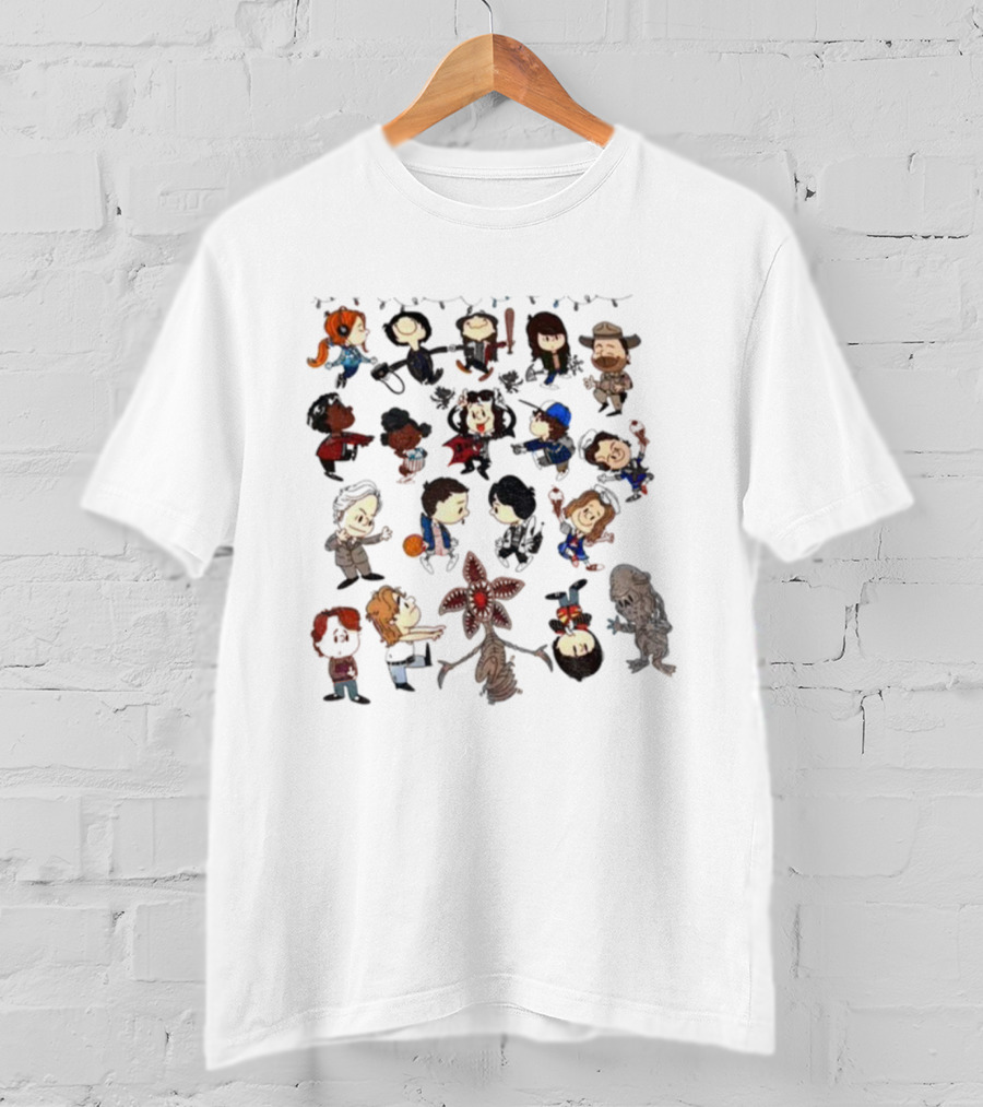 Stranger Things Season 5 Chibi Characters Eleven Mike Demogorgon Max Dustin And Hopper T-Shirt
