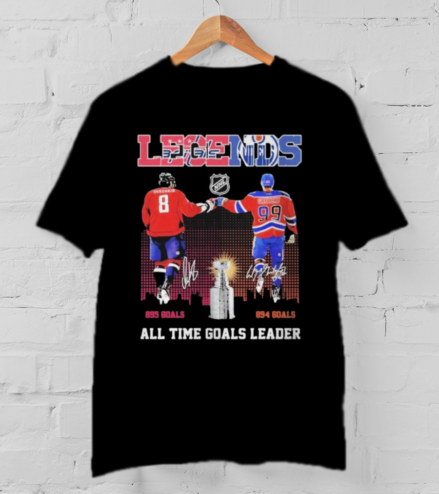 Alex Ovechkin 895 Wayne Gretzky 894 NHL Capitals Oilers Legends All Time Goals Leader T-Shirt