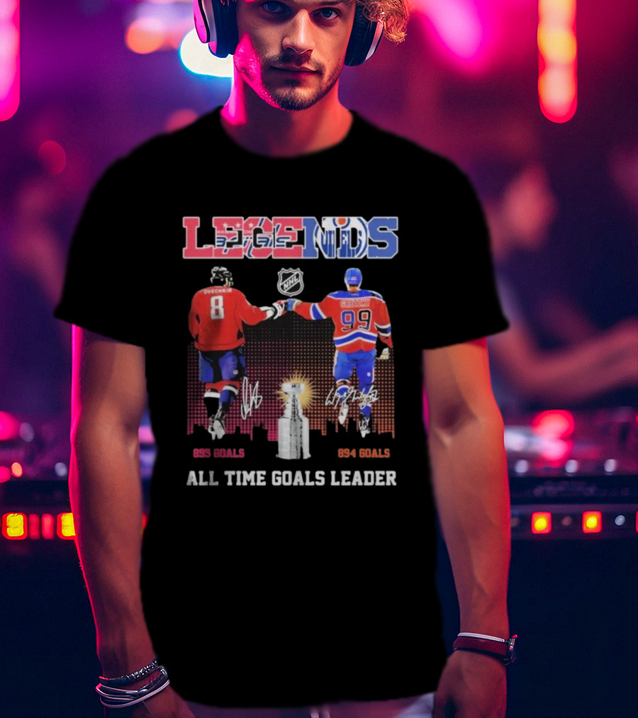 Alex Ovechkin 895 Wayne Gretzky 894 NHL Capitals Oilers Legends All Time Goals Leader T-Shirt