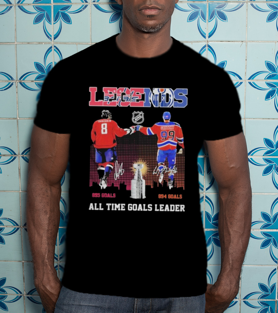 Alex Ovechkin 895 Wayne Gretzky 894 NHL Capitals Oilers Legends All Time Goals Leader T-Shirt