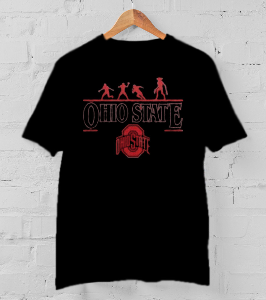 Ohio State Buckeyes Stranger Things Demogorgon 2025 Upside Down Football Players Silhouette T-Shirt