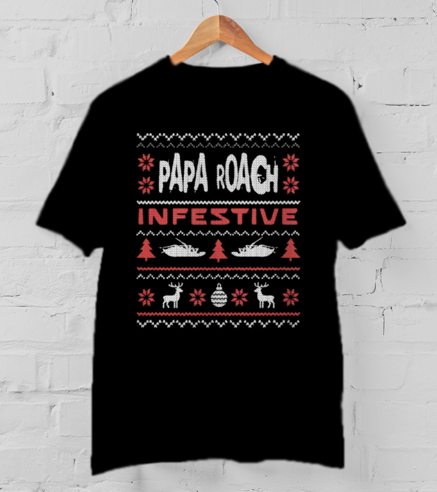 Papa Roach Infestive Ugly Christmas Holiday Festive Sweater Style T-Shirt