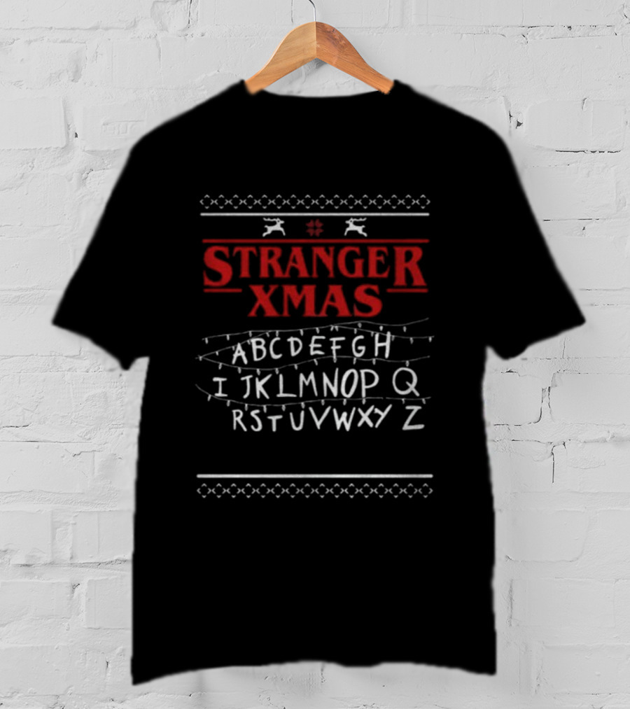 Stranger Xmas Alphabet Lights Holiday Sweater Style T-Shirt
