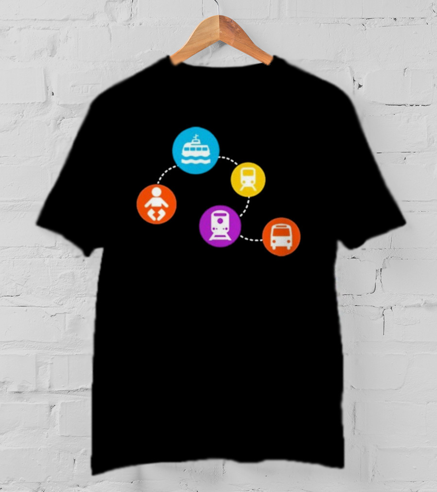 Translink Wayfinding Ferry Train Bus Baby Icon Circles T-Shirt