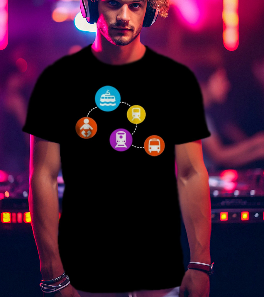 Translink Wayfinding Ferry Train Bus Baby Icon Circles T-Shirt
