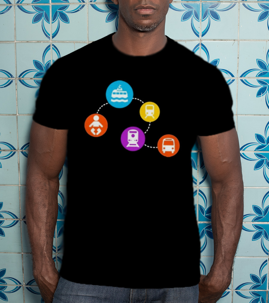 Translink Wayfinding Ferry Train Bus Baby Icon Circles T-Shirt