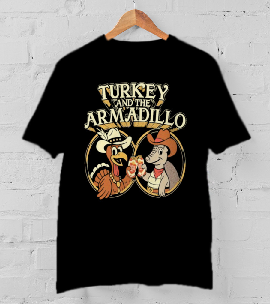 Turkey And The Armadillo Lone Star Beer Cheers In Cowboy Hats T-Shirt
