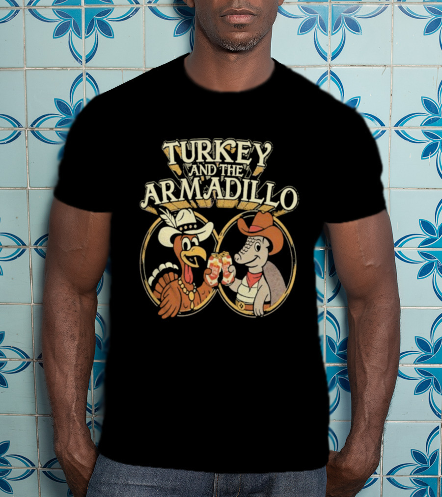 Turkey And The Armadillo Lone Star Beer Cheers In Cowboy Hats T-Shirt