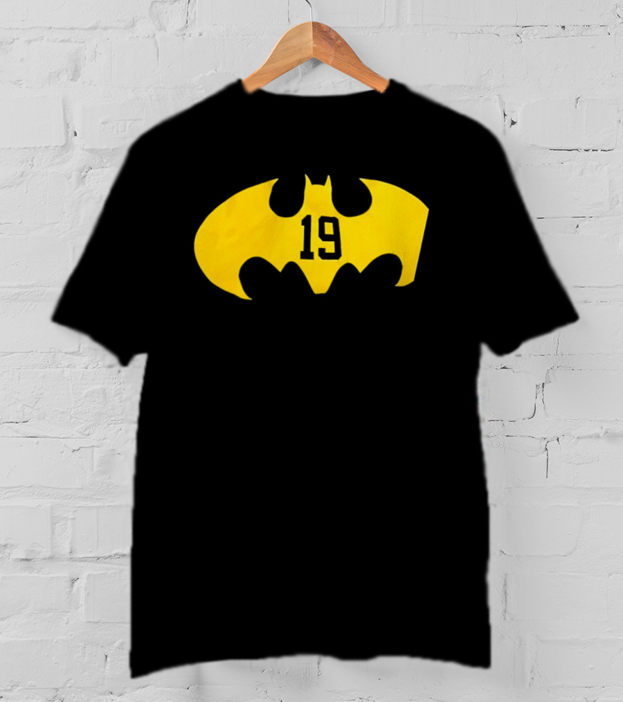 Batman 19 Michigan Wolverines Logo Icon Yellow Bat Symbol T-Shirt