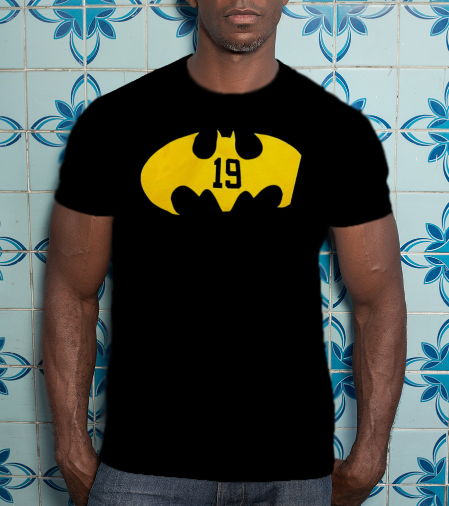 Batman 19 Michigan Wolverines Logo Icon Yellow Bat Symbol T-Shirt