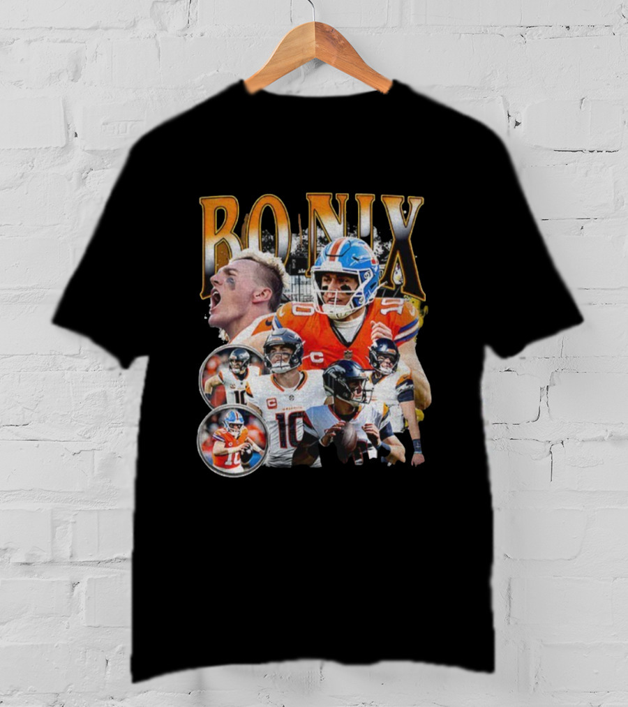 Bo Nix Denver Broncos Inspired Football Fan Gear T-Shirt