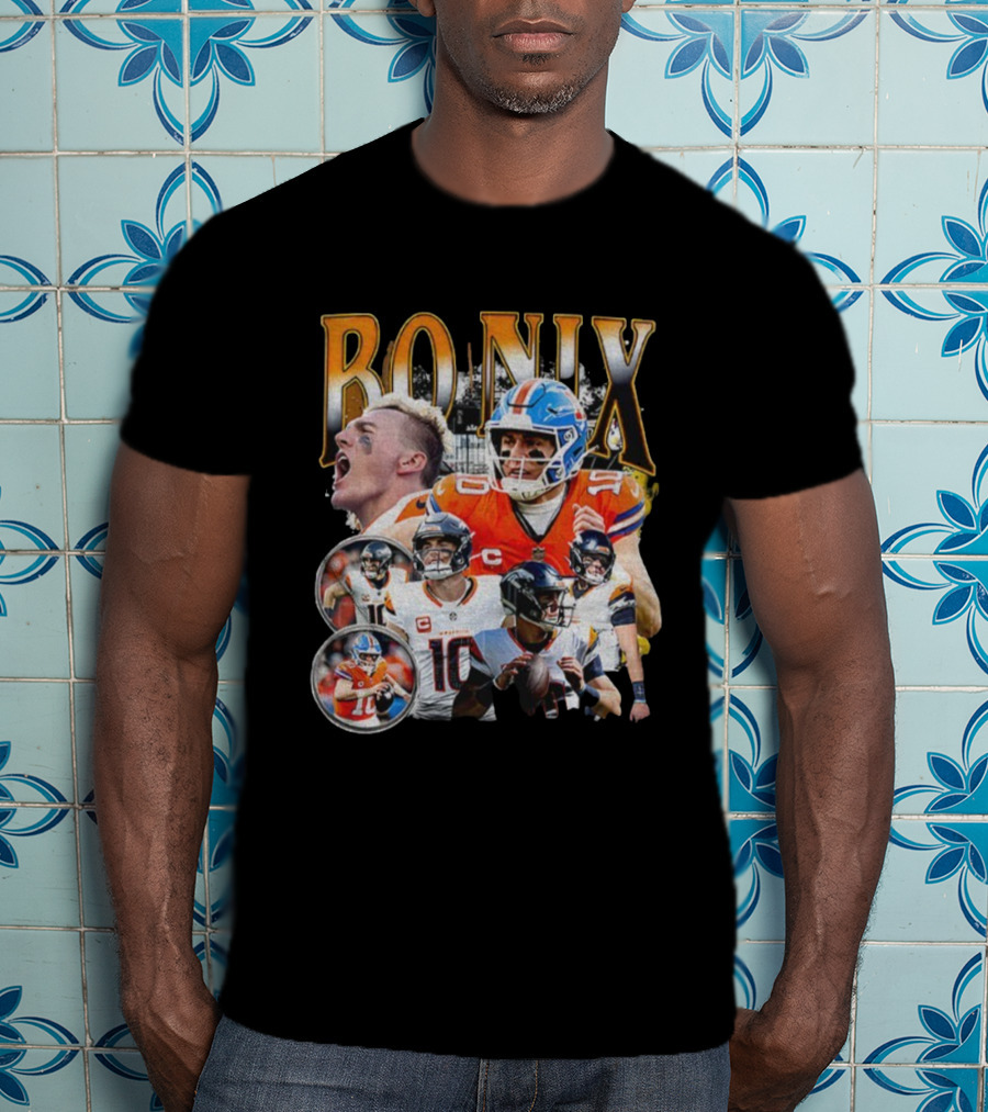 Bo Nix Denver Broncos Inspired Football Fan Gear T-Shirt