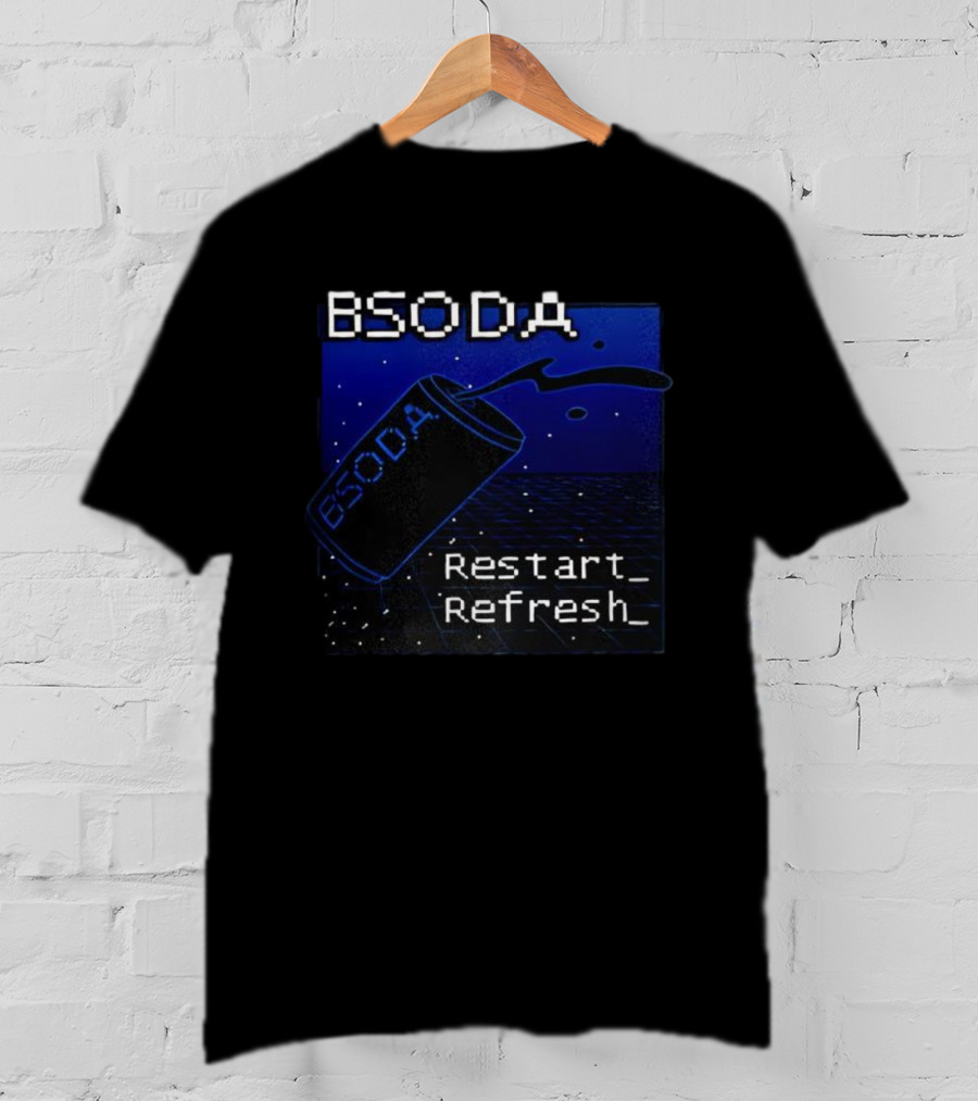 BSODA Can Restart Refresh Pixel Art Aesthetic Retro Digital Style T-Shirt