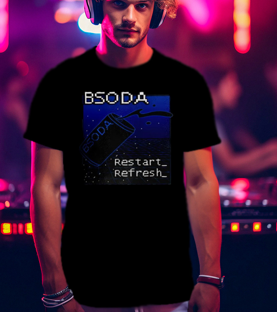 BSODA Can Restart Refresh Pixel Art Aesthetic Retro Digital Style T-Shirt