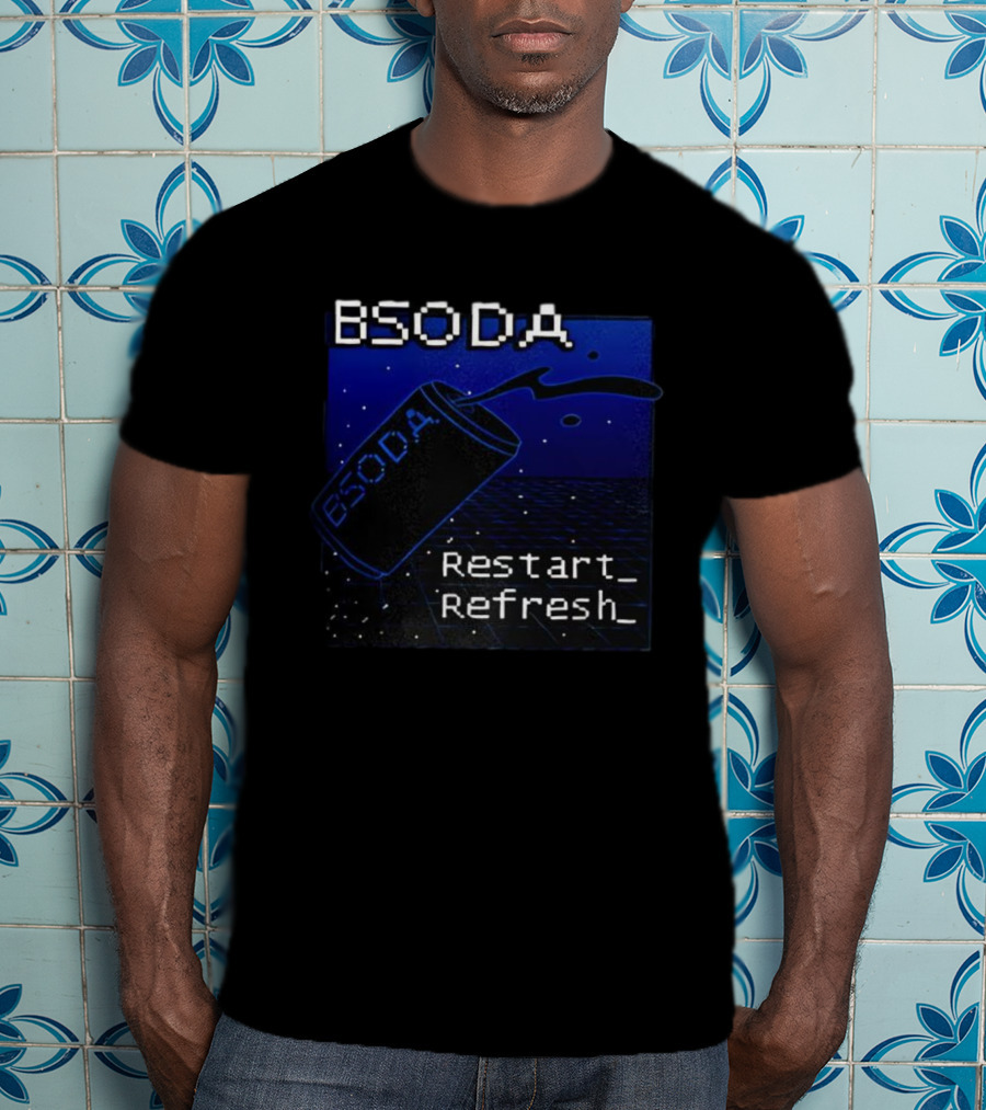 BSODA Can Restart Refresh Pixel Art Aesthetic Retro Digital Style T-Shirt