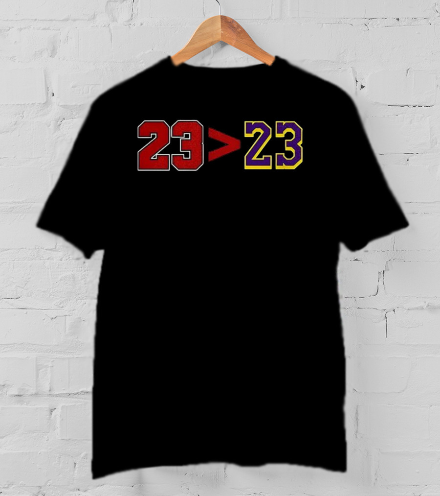 Chicago Bulls 23 Greater Than 23 Los Angeles Lakers NBA Basketball Rivalry T-Shirt