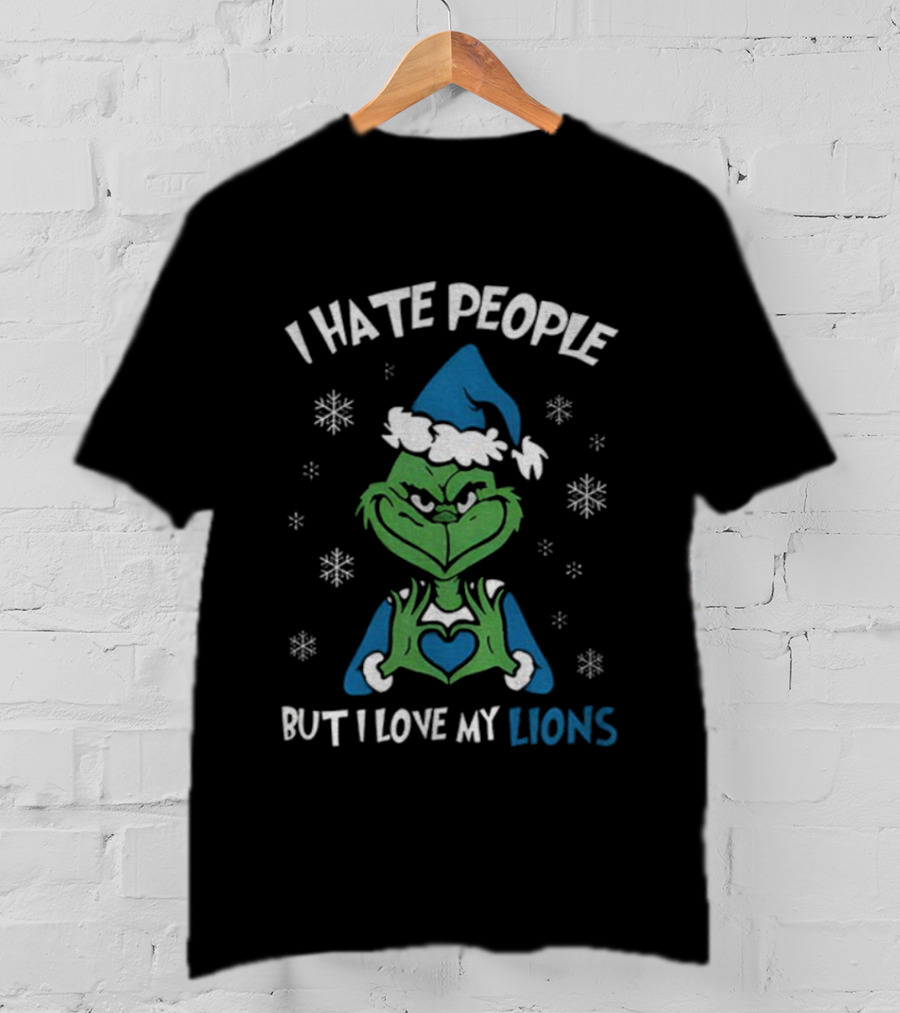 I Hate People But I Love My Lions Grinch Christmas Snowflakes T-Shirt