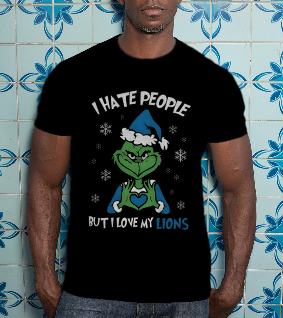 I Hate People But I Love My Lions Grinch Christmas Snowflakes T-Shirt