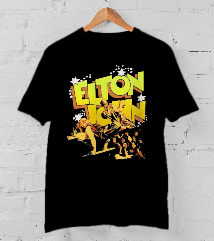 Elton John Live Performance Stars Retro Style T-Shirt