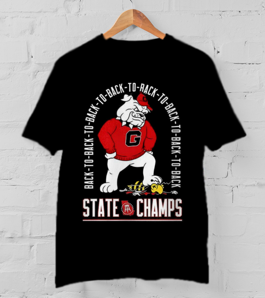 Georgia Bulldogs Vs Georgia Tech Yellow Jackets Back-to-Back-to-Back State Champs T-Shirt