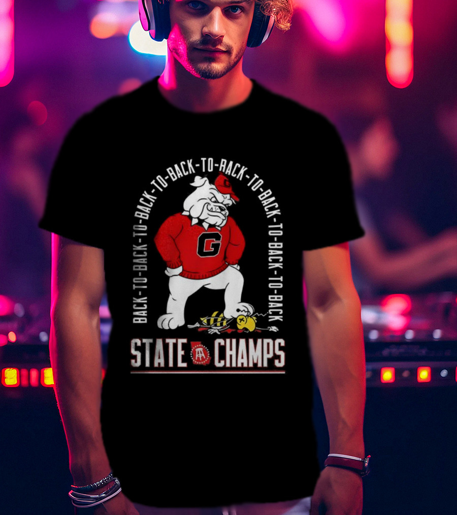 Georgia Bulldogs Vs Georgia Tech Yellow Jackets Back-to-Back-to-Back State Champs T-Shirt