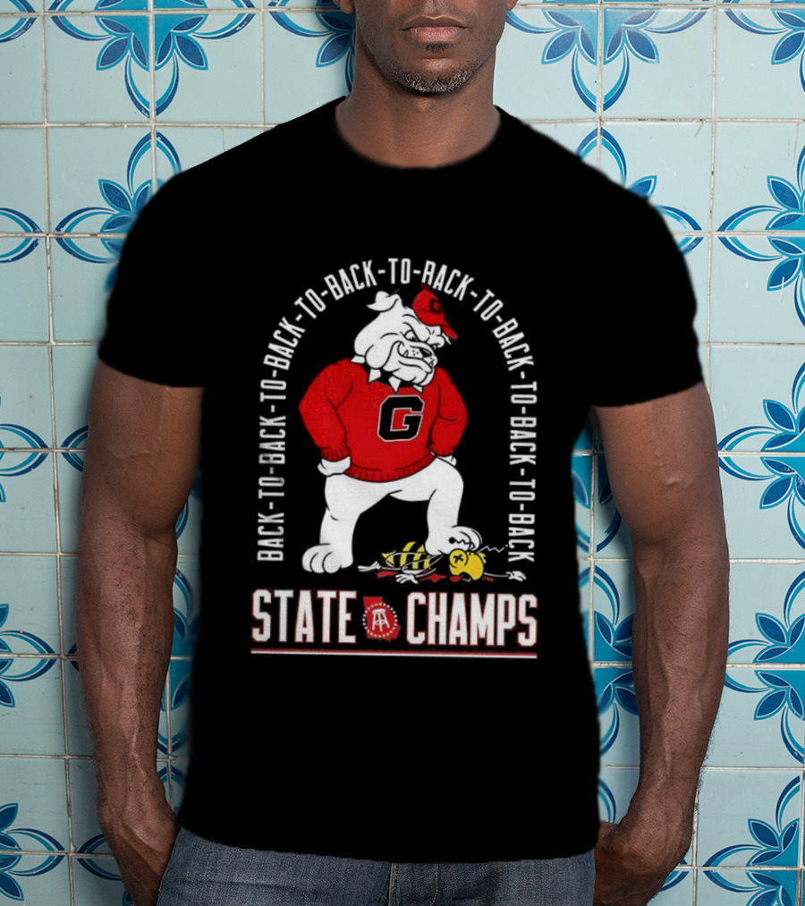 Georgia Bulldogs Vs Georgia Tech Yellow Jackets Back-to-Back-to-Back State Champs T-Shirt