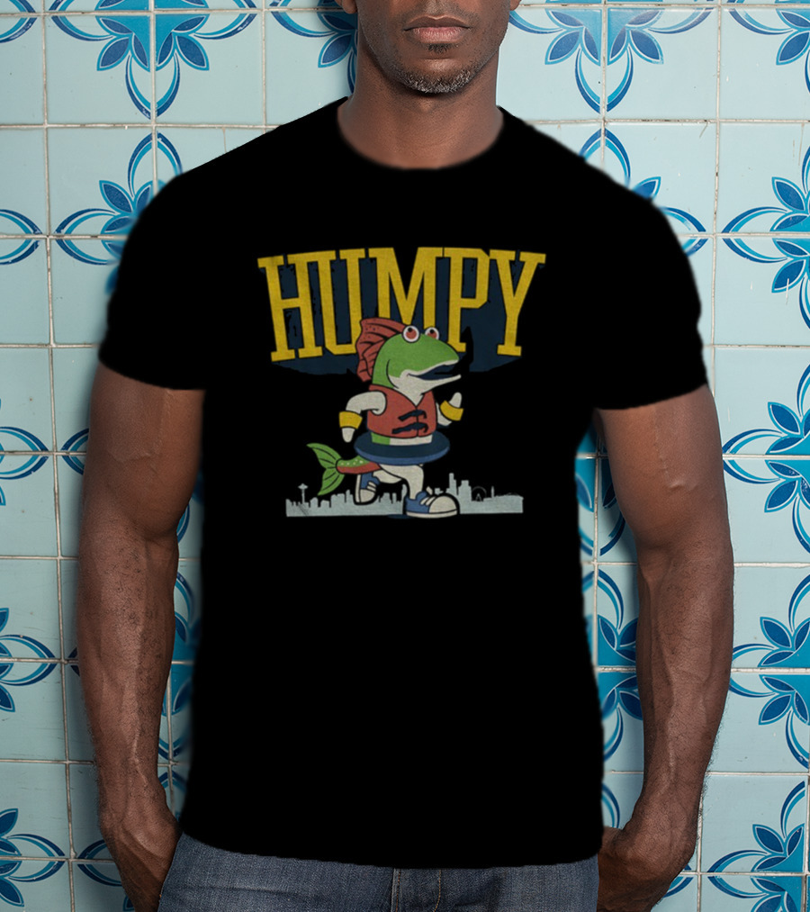 Humpy The Salmon Running Cartoon Character T-Shirt