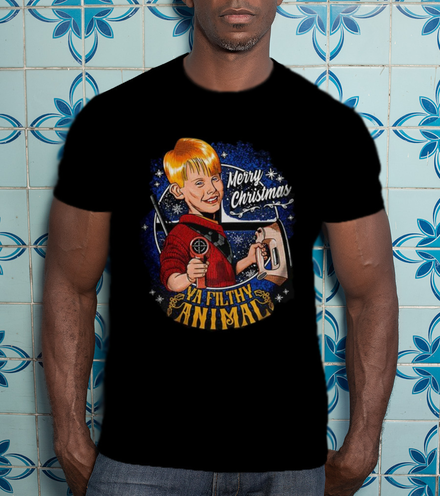 Merry Christmas Ya Filthy Animal Kevin Cartoon T-Shirt