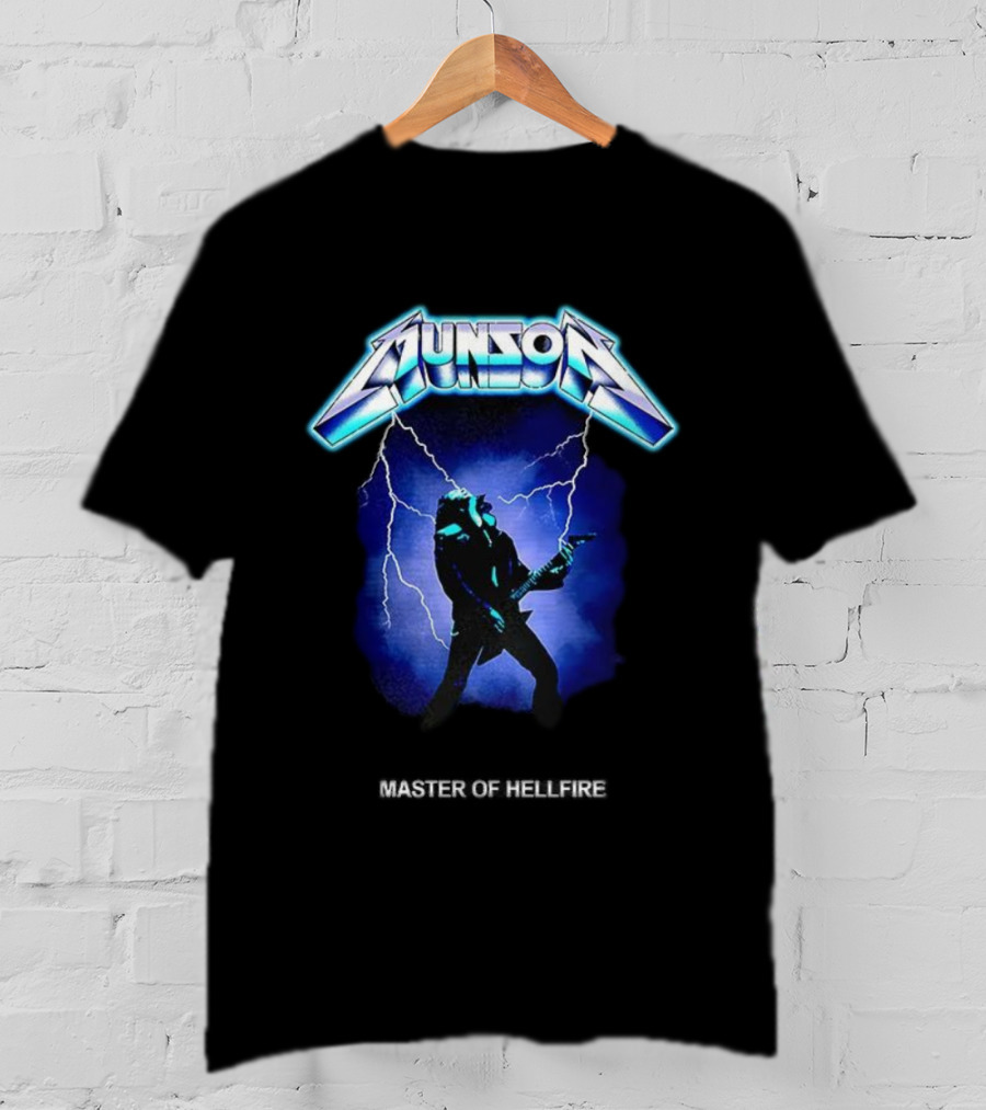 Munson Master Of Hellfire Dungeons And Dragons X Stranger Things Electric Guitar Lightning T-Shirt