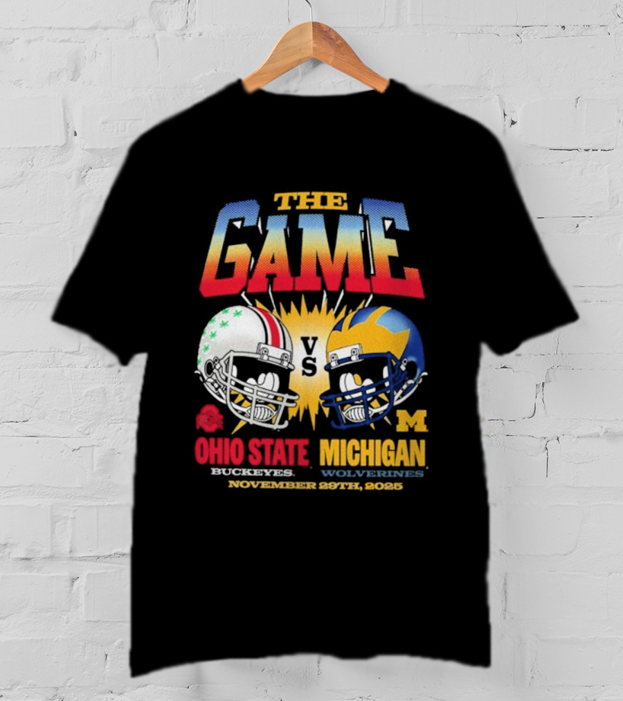 Ohio State Buckeyes Vs Michigan Wolverines The Game November 29th 2025 Helmet Rivalry Showdown T-Shirt