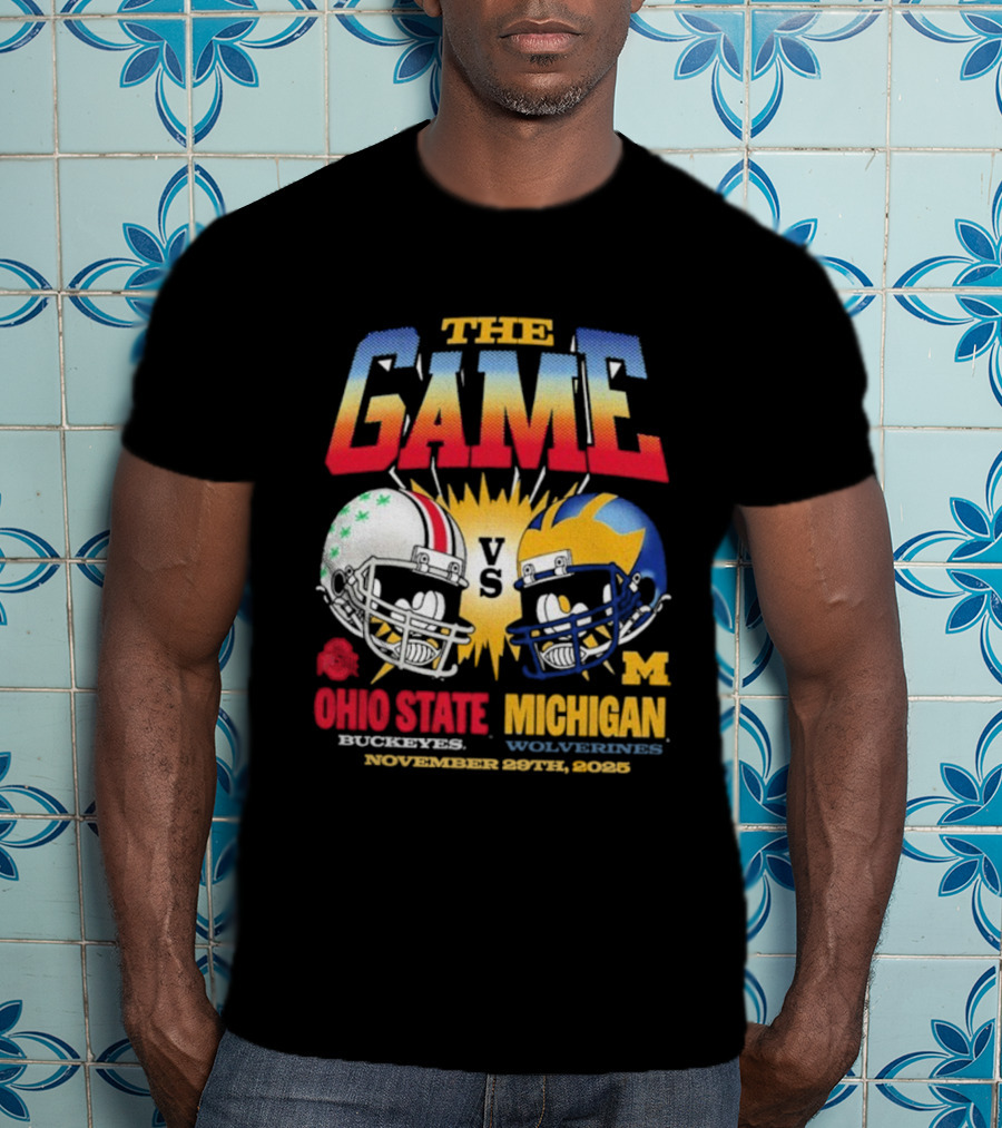 Ohio State Buckeyes Vs Michigan Wolverines The Game November 29th 2025 Helmet Rivalry Showdown T-Shirt