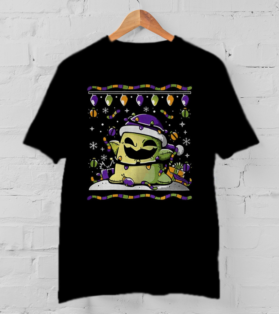 Oogie Boogie Santa Hat Ugly Christmas Lights Snowflakes T-Shirt