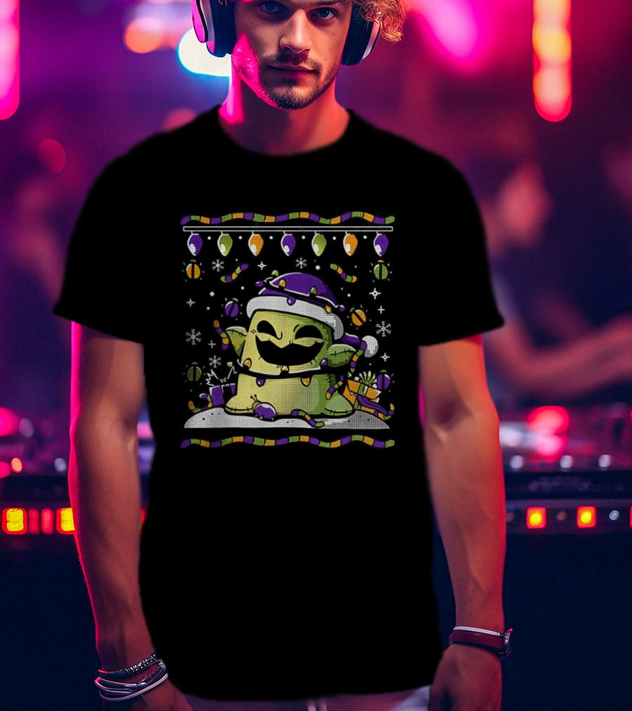 Oogie Boogie Santa Hat Ugly Christmas Lights Snowflakes T-Shirt