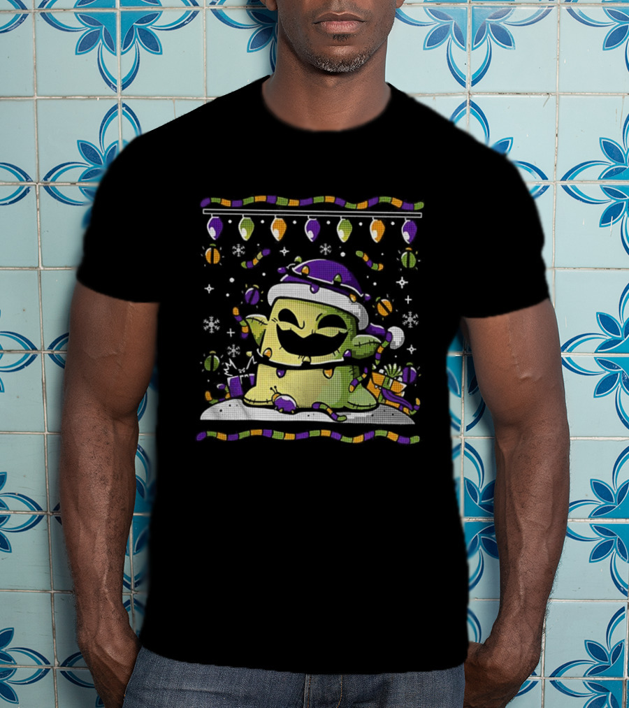 Oogie Boogie Santa Hat Ugly Christmas Lights Snowflakes T-Shirt