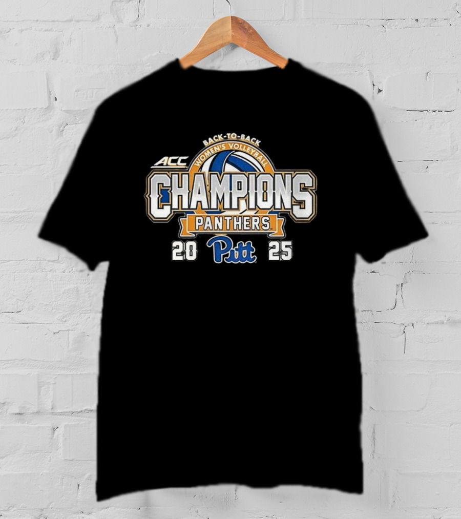 ACC Women's Volleyball Champions Pitt Panthers Back-To-Back Victory T-Shirt