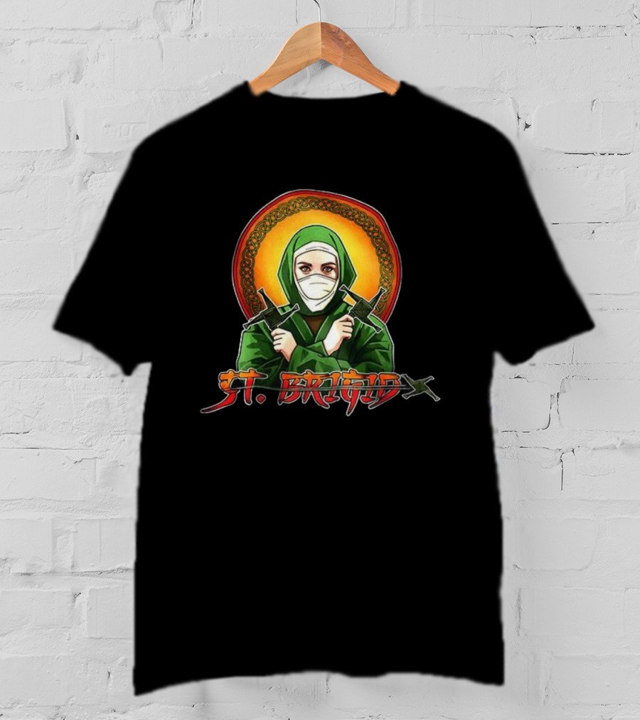 Saint Brigid Of Kildare Ninja Warrior Icon With Weapons T-Shirt